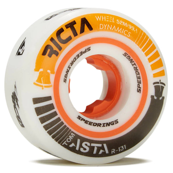 Ricta Asta Speedrings Slim 99a Skateboard Wheels - White - 52mm