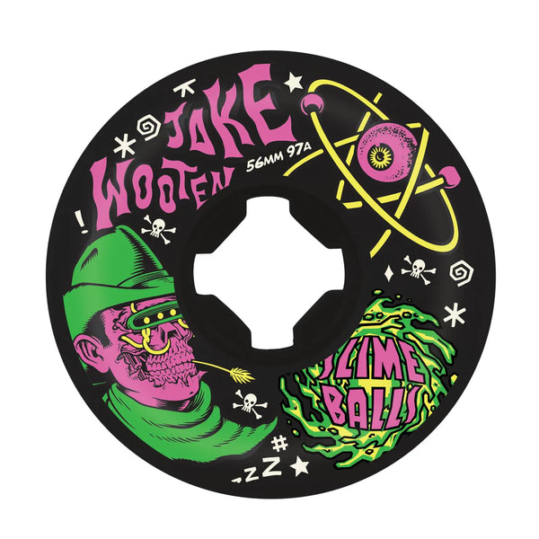 56mm Wooten Fever Dream Vomit Mini Black 97a Slime Balls Skateboard Wheels