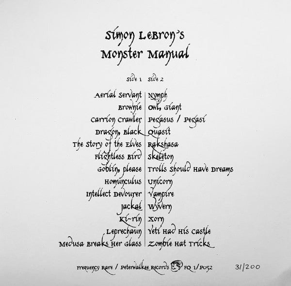 Simon LeBron : Monster Manual (LP, Album, Num)
