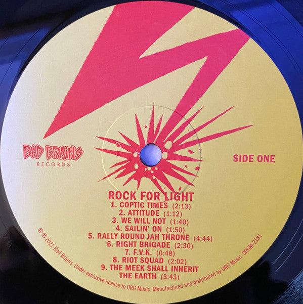 Bad Brains : Rock For Light (LP, Album, RE, RM)