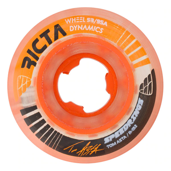 53mm Asta Speedrings Clear Orange Slim 95a Ricta Skateboard Wheels