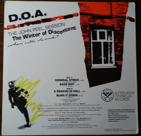 D.O.A. (2) : Don't Turn Yer Back (On Desperate Times) (12", EP)