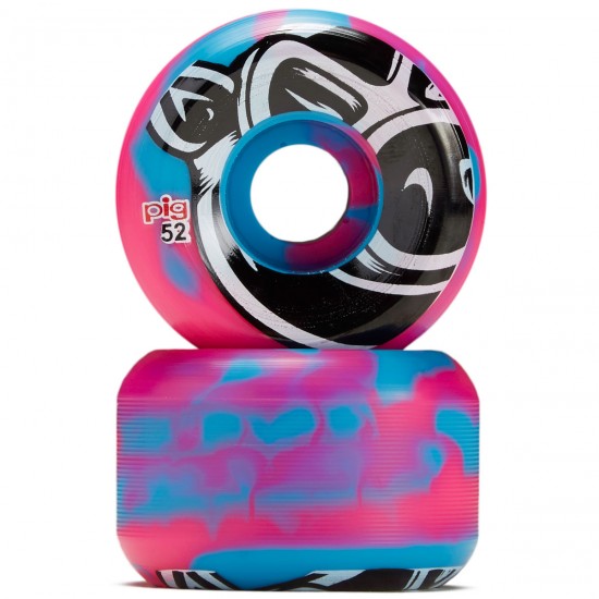 PIG HEAD BLUE/PINK SWIRL WHEELS 52MM