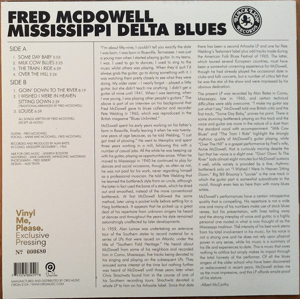 FRED MCDOWELL MISSISSIPPI DELTA BLUES