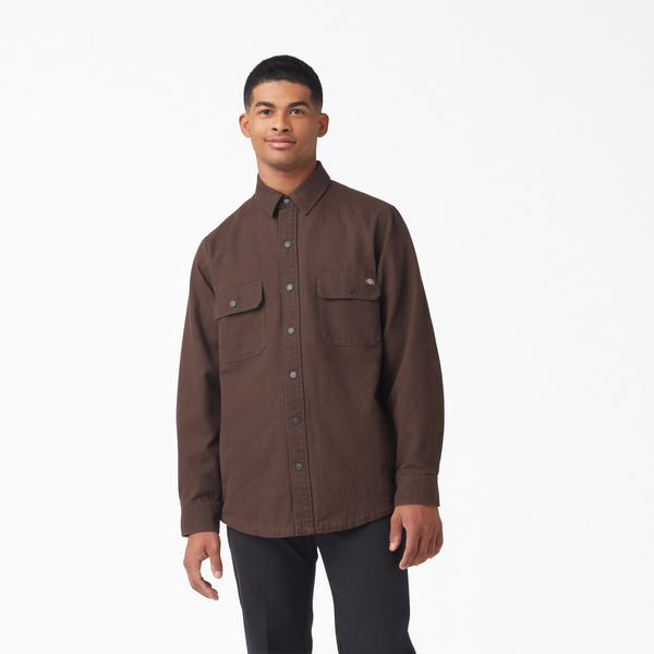 DICKIES FLANNEL LINED DUCK SHIRT BROWN