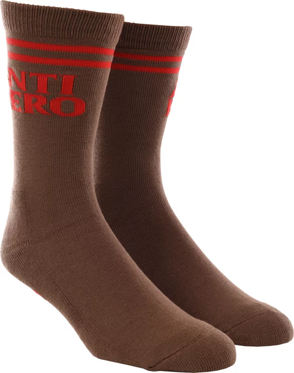 ANTIHERO BLACK HERO SOCKS BROWN/RED