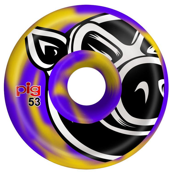 PIG HEAD CONICAL PURPLE/YELLOW SWIRL 53MM