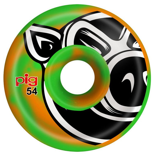 PIG HEAD CONICAL GREEN/ORANGE SWIRL 54MM